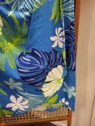 Light Blue/Green Leaf Tropical Print Faux Wrap Skirt - Curvique Vintage