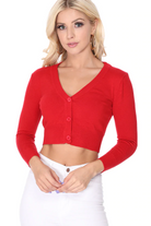 MAK Cropped Bronze Retro Style 3/4 Sleeve Cardigan