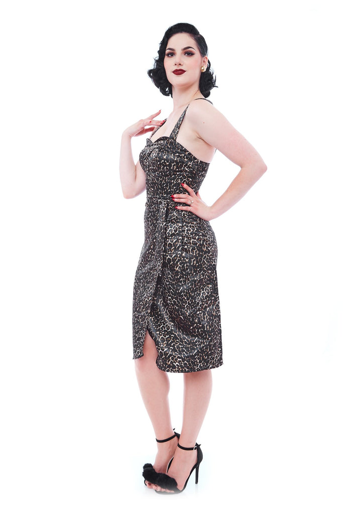 Leopard Print Multi Strap Style Dress - Curvique Vintage
