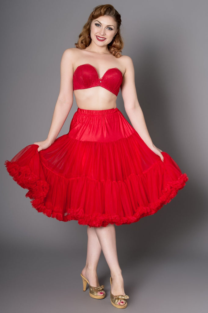 Red Vintage Ruffled Petticoat - One Size (8-16) - Curvique Vintage