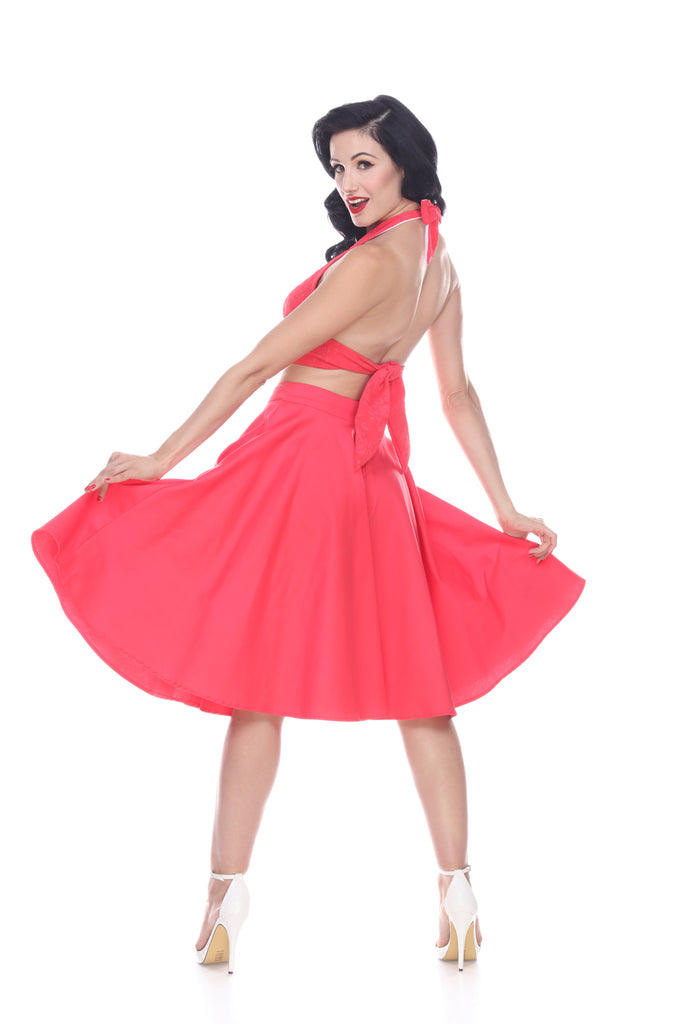 Bettie Page Coral Full Circle Swing Skirt - Curvique Vintage