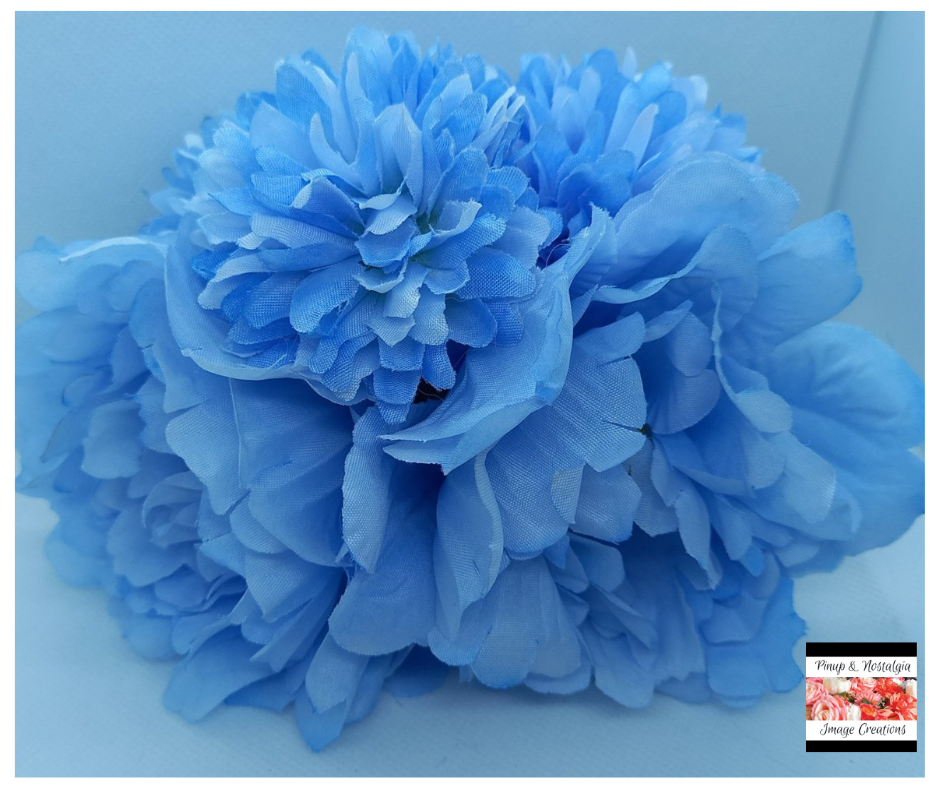 Light Blue Floral Hair Flower - Curvique Vintage