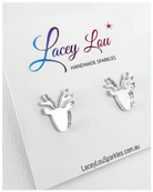 Christmas Reindeer Stud Earrings - Silver mirror