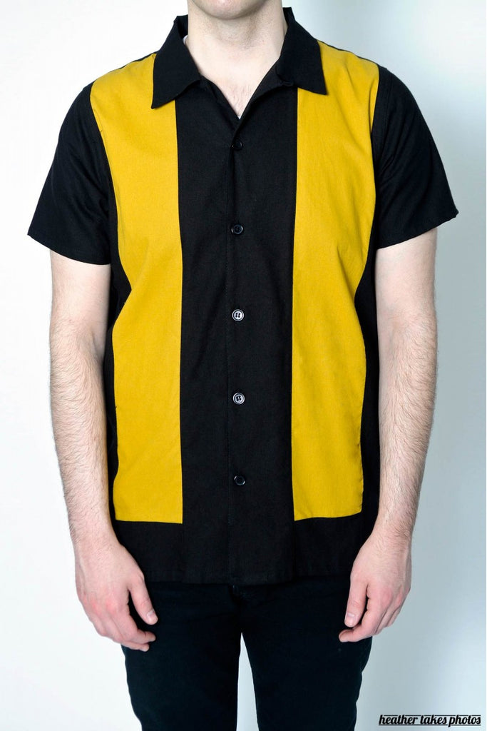 Anchor Side Mustard Bowling Shirt - Curvique Vintage