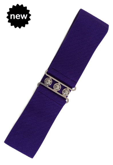 Cadbury Purple Vintage Stretch Belt - Curvique Vintage