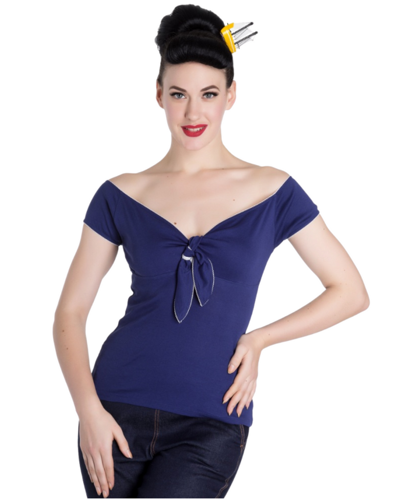 navy blue hell bunny top