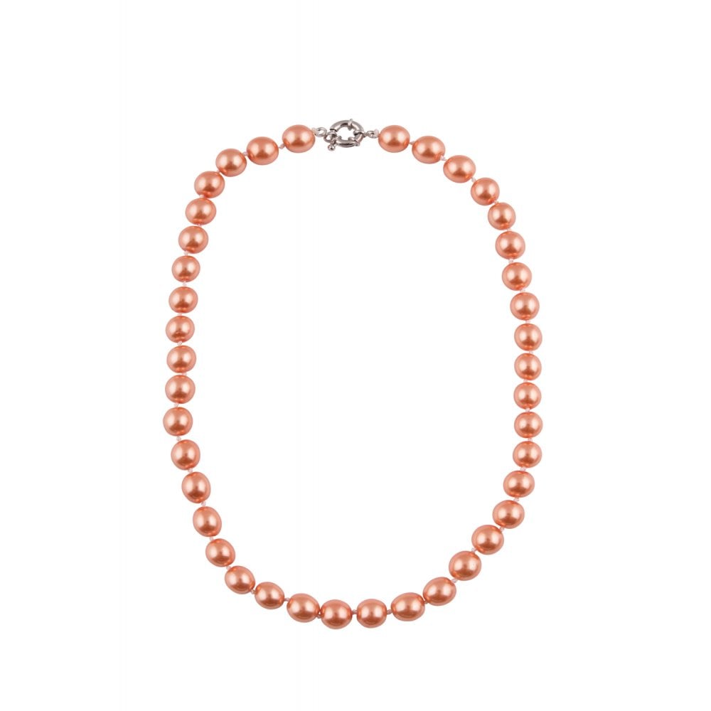 Dainty Glass Pearl Peach Coloured Necklace - Curvique Vintage