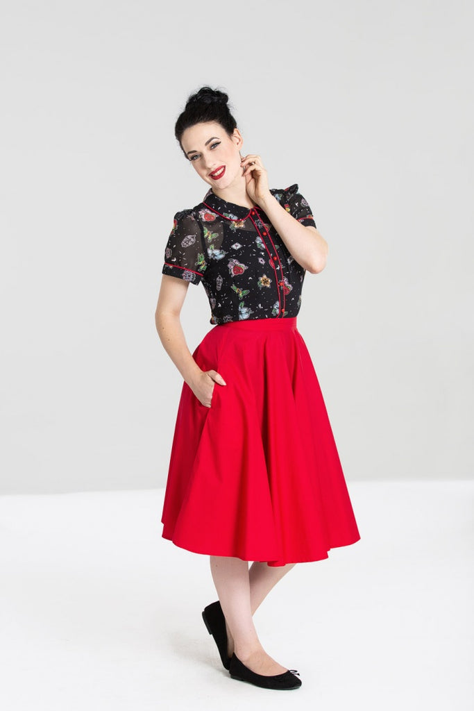 Hell Bunny Paula Red Full Circle 50s Swing Skirt - Curvique Vintage