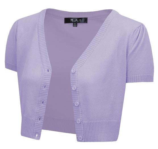 Short Sleeve Lilac Cropped MAK Cargidan/Bolero - Curvique Vintage