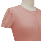 MAK Cropped Peach Beige Button Down Short Sleeve Bolero - Curvique Vintage