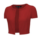 MAK Cropped Red Button Down Short Sleeve Bolero - Curvique Vintage