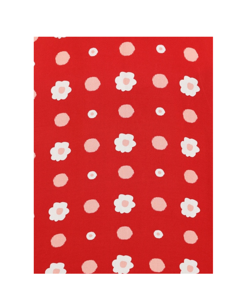 Carrie Polka Dot Red Floral Retro Skirt with Pockets