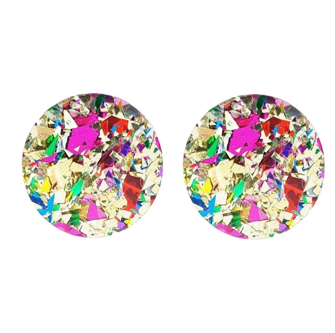 Party Glitter Gold Studs - Curvique Vintage