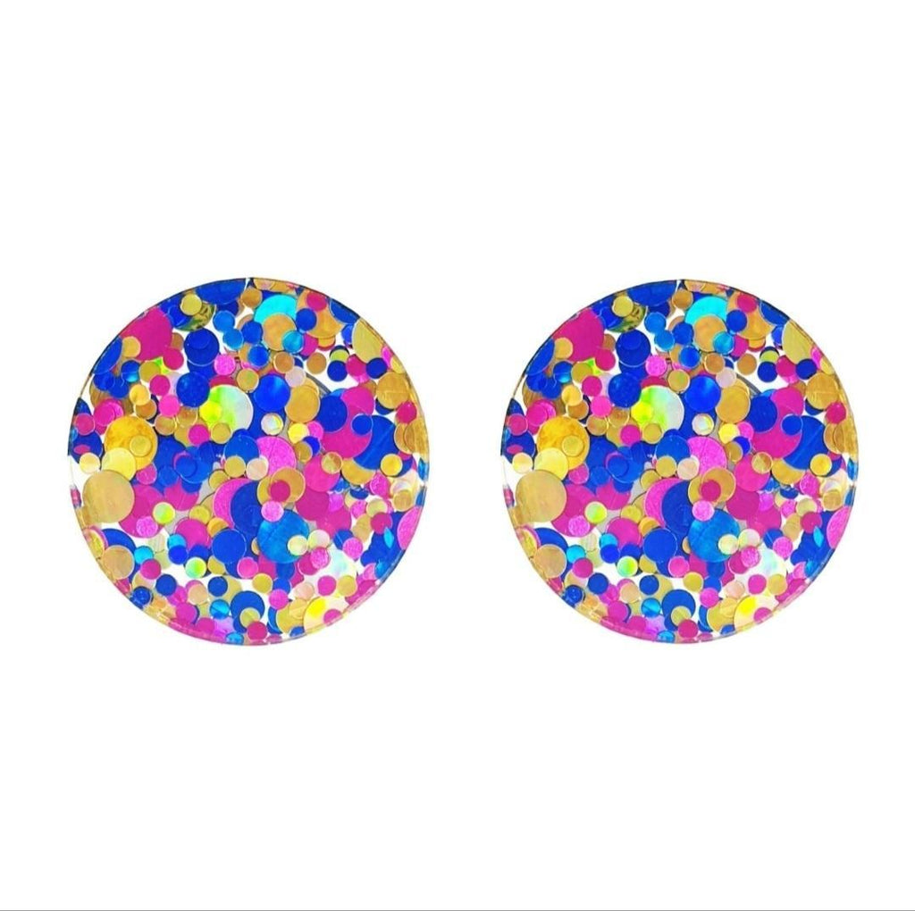 Spotty Glitter Multicoloured Studs - Curvique Vintage