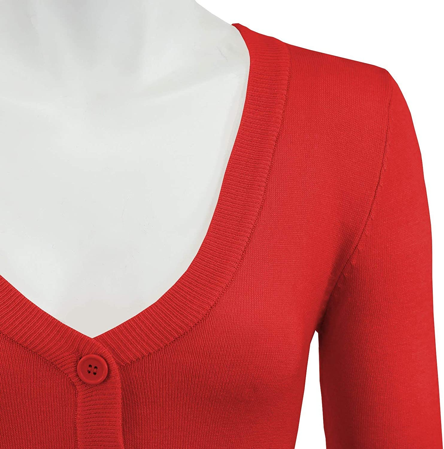MAK Cropped Tomato Retro Style 3/4 Sleeve Cardigan