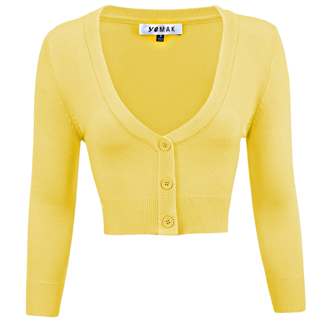 Yellow 2025 cropped cardigan